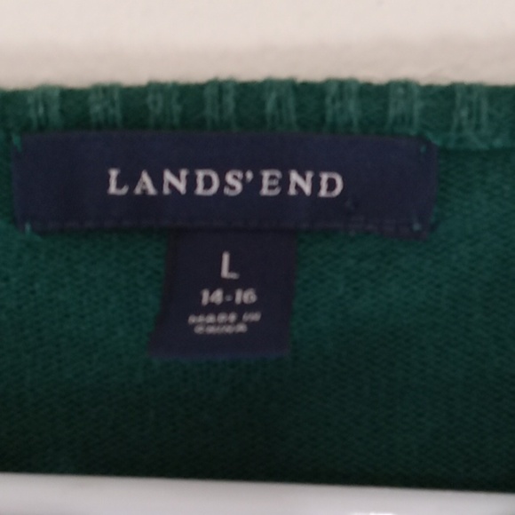 Land's End Women Sweater Used Preowned Checkered LARGE GREEN MULTI-COLOR - Picture 3 of 7